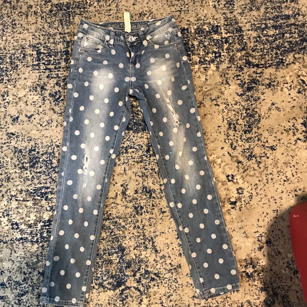 Polka dot denim girl jeans